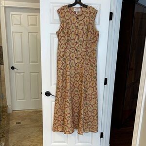 SALONI Multicolor Shell and Coral Linen Dress